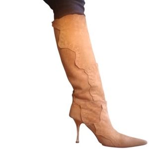 Vintage Dolce and Gabbana Gold Stiletto heel boots